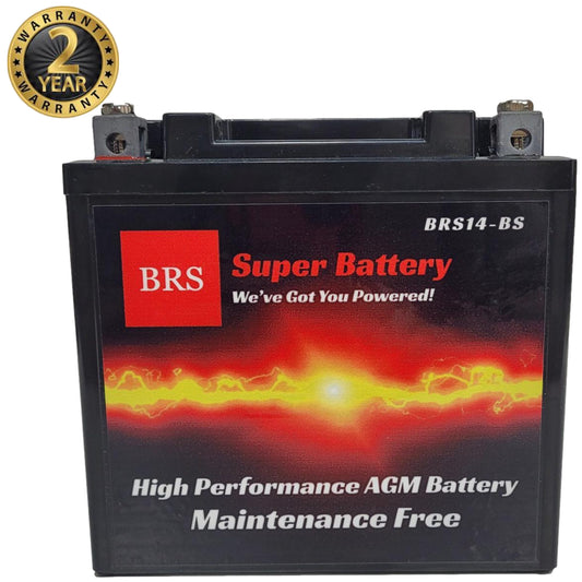 BRS14-BS 12v High Performance Sealed AGM PowerSport 2 Year Warranty - BRS Super Battery