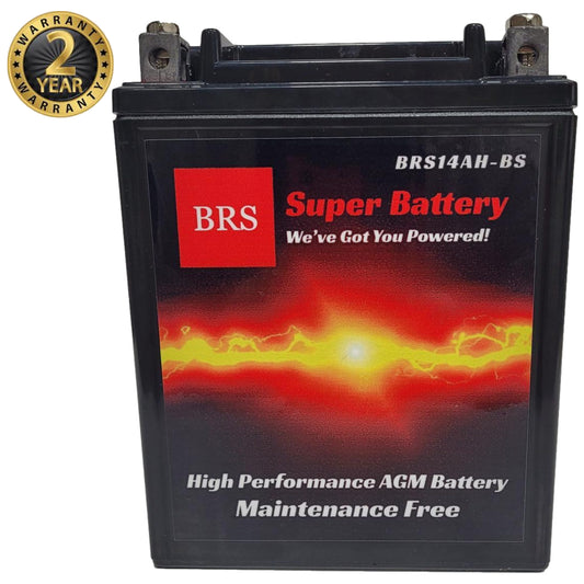 BRS14AH-BS 12v High Performance Sealed AGM PowerSport 2 Year Warranty - BRS Super Battery