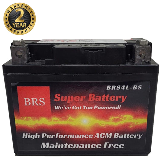 BRS4L-BS 12v High Performance Sealed AGM PowerSport 2 Year Warranty - BRS Super Battery