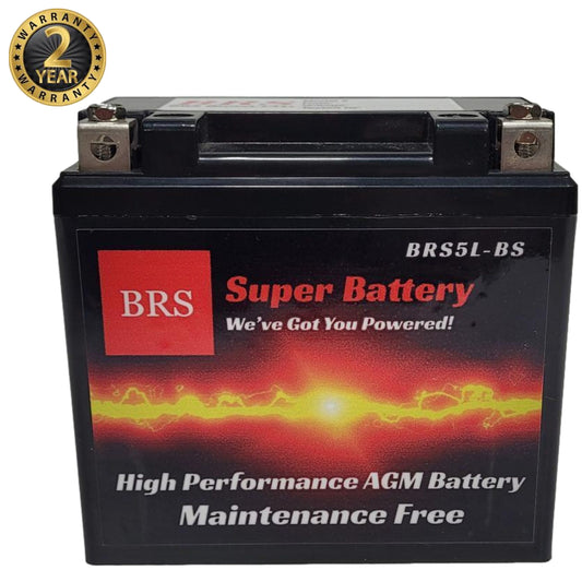 BRS5L-BS 12v High Performance Sealed AGM PowerSport 2 Year Warranty - BRS Super Battery