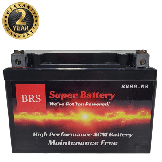 BRS9-BS 12v High Performance Sealed AGM PowerSport 2 Year Warranty - BRS Super Battery