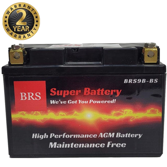 BRS9B-BS 12v High Performance Sealed AGM PowerSport 2 Year Warranty - BRS Super Battery