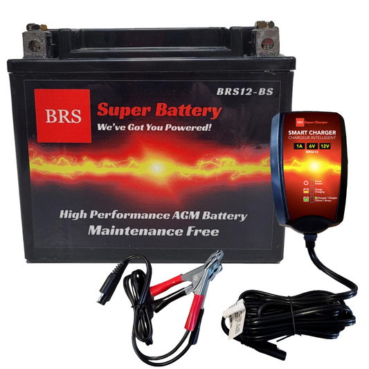 BRS12-BS 30 Day Warranty Battery & Smart Charger / Maintainer Combo Bundle Kit - BRS Super Battery