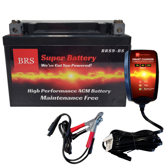 BRS9-BS 30 Day Warranty Battery & Smart Charger / Maintainer Combo Bundle Kit - BRS Super Battery