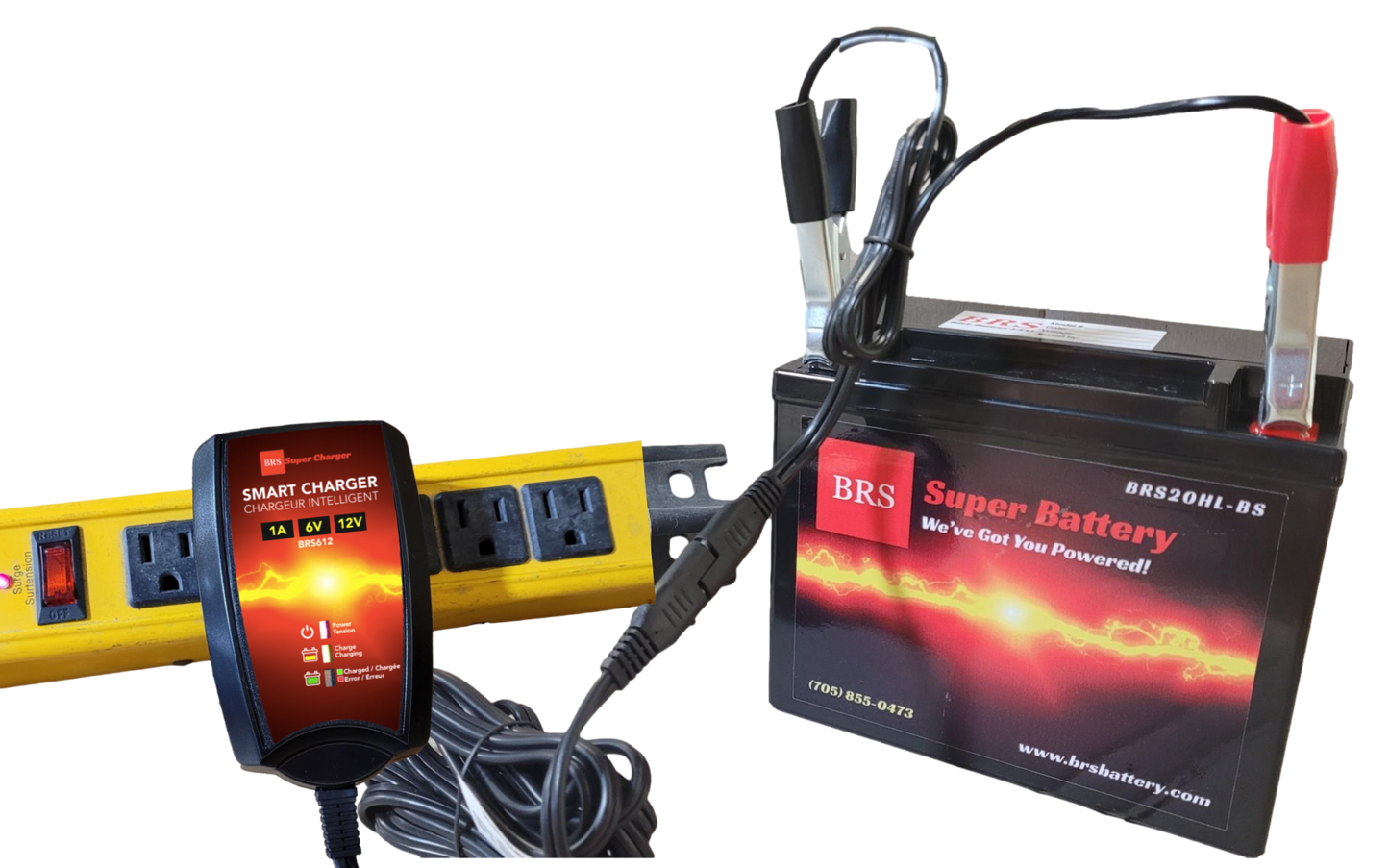 High Performance BRS20CH-BS 10 Year Battery & Smart Charger / Maintainer Combo Bundle Kit 12v Sealed AGM PowerSports Battery - BRS Super Battery