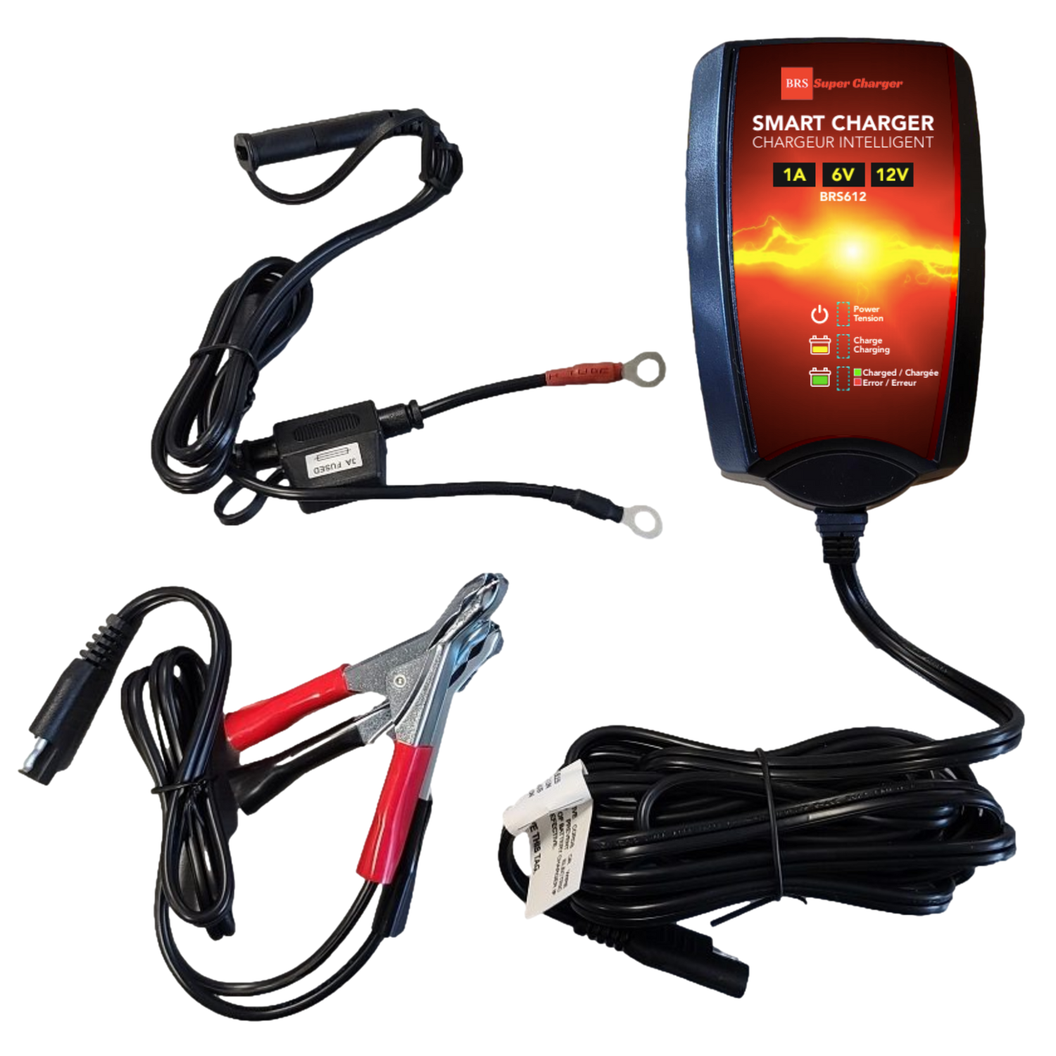 High Performance BRS14AHL-BS 2 Year Battery & Smart Charger / Maintainer Combo Bundle Kit  12v Sealed AGM PowerSports Battery - BRS Super Battery