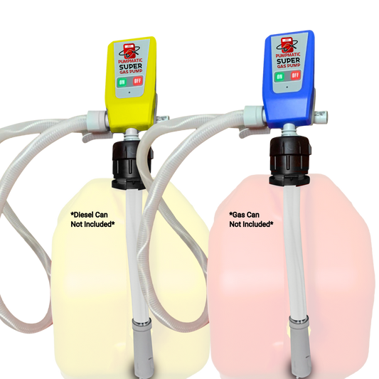 Gas & Diesel Pump Pack - PumpMatic Super Gas Pump Fuel Transfer Pump for Gas, Diesel, Kerosene + 3 Power Sources w/ 4.25 Ft. Hose