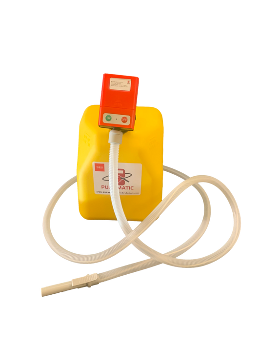 PUMPMATIC 12 FT HOSE + 5 GALLON YELLOW DIESEL CAN COMBO KIT - 3.8 GPM - GAS, DIESEL, KEROSENE - BRS Super Battery