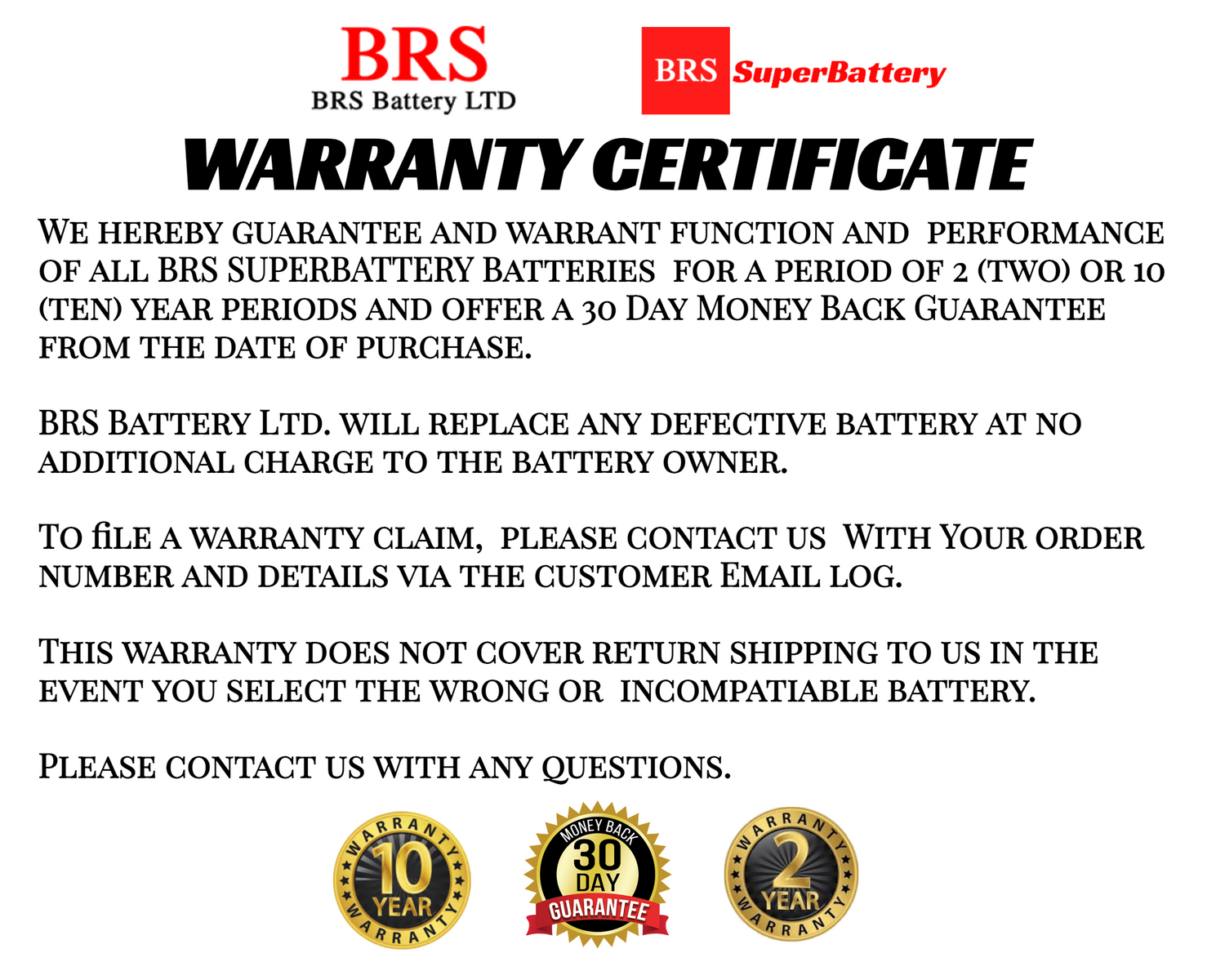 BRS30L-BS 30 Day Warranty Battery & Smart Charger / Maintainer Combo Bundle Kit - BRS Super Battery