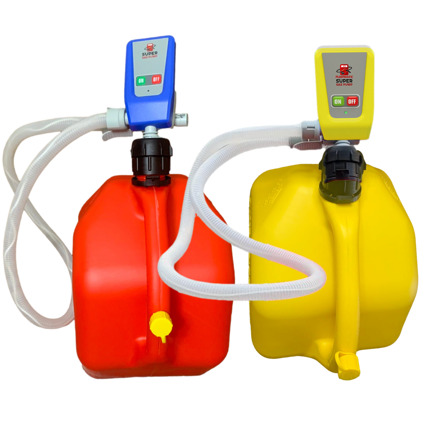 Gas & Diesel Pump Pack - PumpMatic Super Gas Pump Fuel Transfer Pump for Gas, Diesel, Kerosene + 3 Power Sources w/ Extra Long Hose Siphon - BRS Super Battery